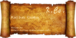 Kallus Csaba névjegykártya